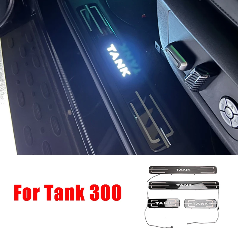

Для Great Wall Tank 300, украшение на порог, светодиодные фонари, педали приветствия, защитные наклейки на порог, товары для интерьера