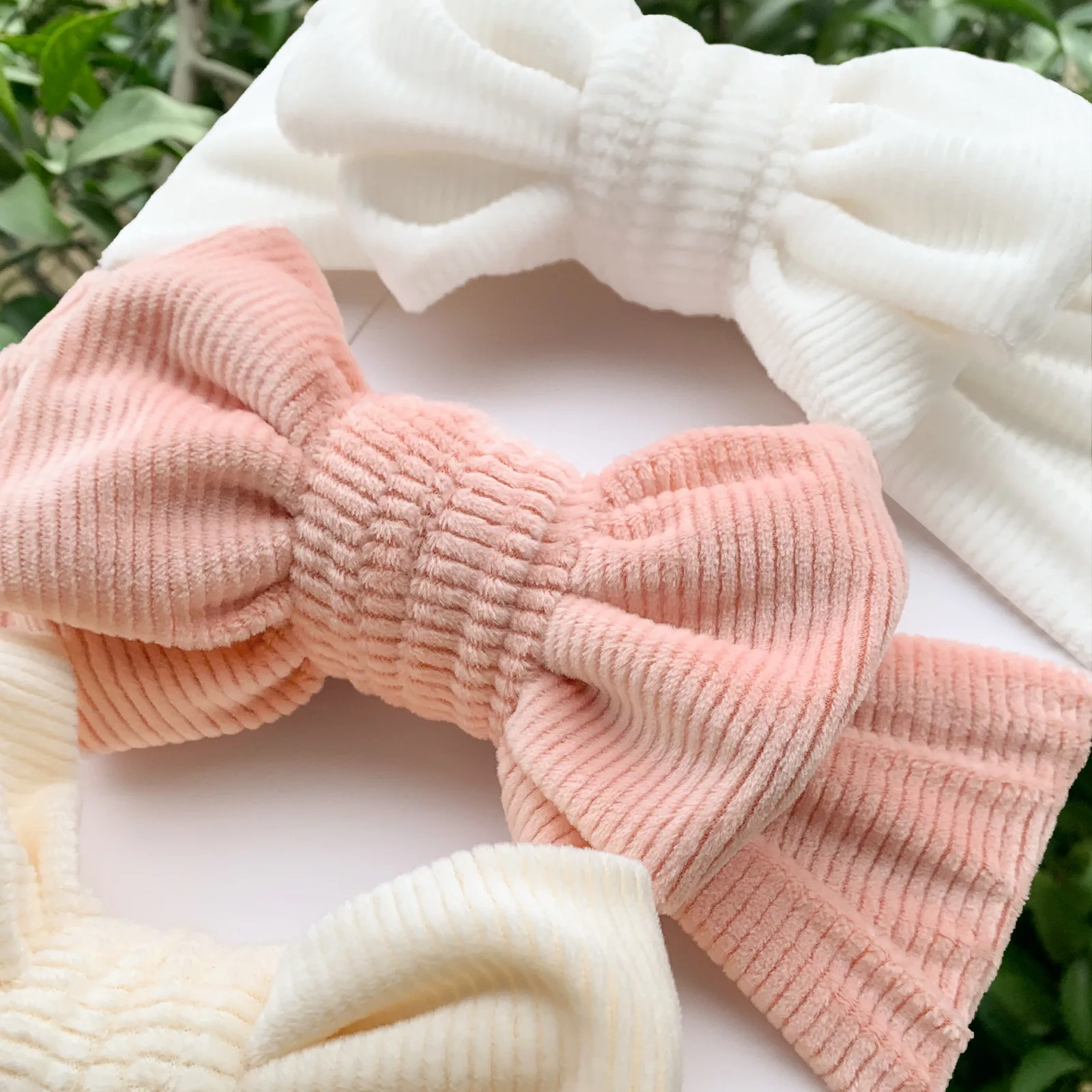

3pcs/set Velvet Bow Headband for Baby Toddler Soft Infant Headwrap with Vertical Stripe Gentle Hair Accessory for Newborn Girls