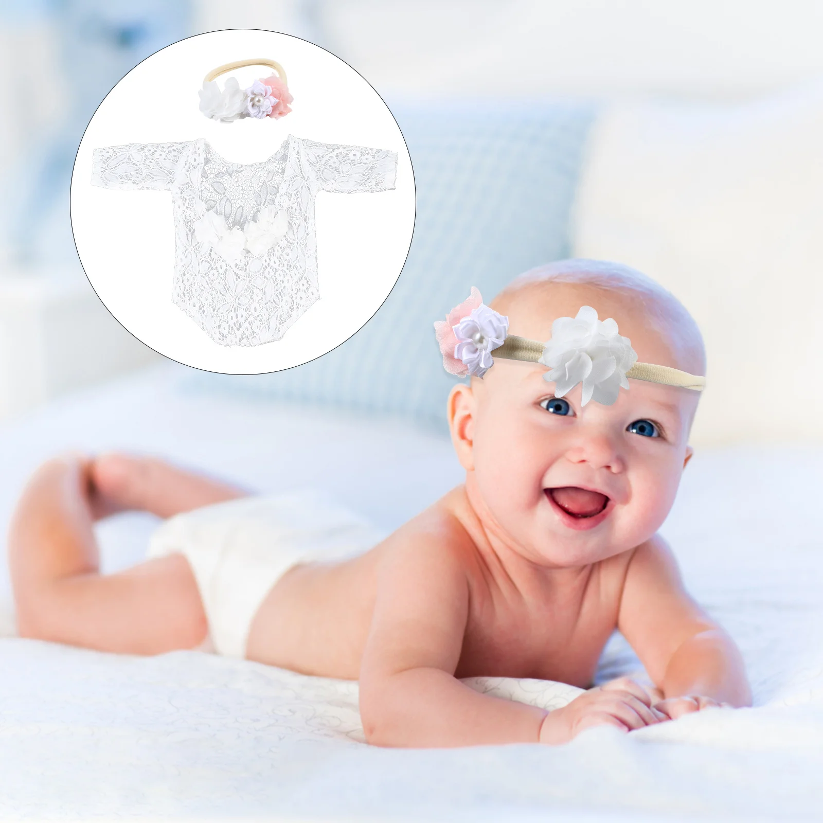 

1Set Newborn Baby Lace Romper Headband Set Premium Photography Outfit Newborn Photography Props Baby Shower Gift