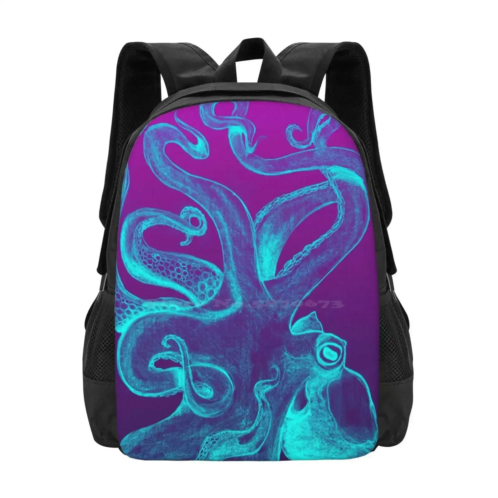 

Blue & Purple Octopus Hot Sale Schoolbag Backpack Fashion Bags Purple Tentacle Blue Pink Color Ocean Sea Summer Octopus Drawing