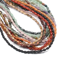Natural Stone Beads Rice Shape Semi-precious Stones Beads for Jewelry Making DIY Bracelet Necklace Accessories Size 4x6mm