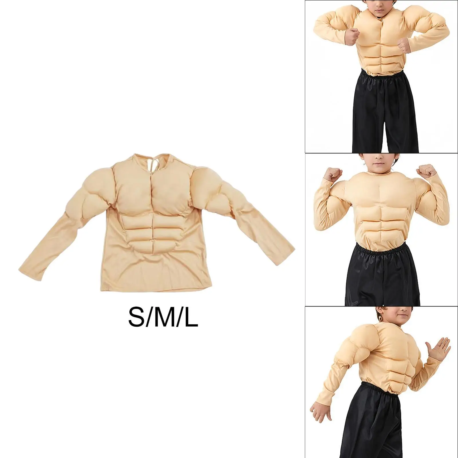 Niños camisa muscular fuerte disfraz moda 3D Casual divertido traje muscular simulación