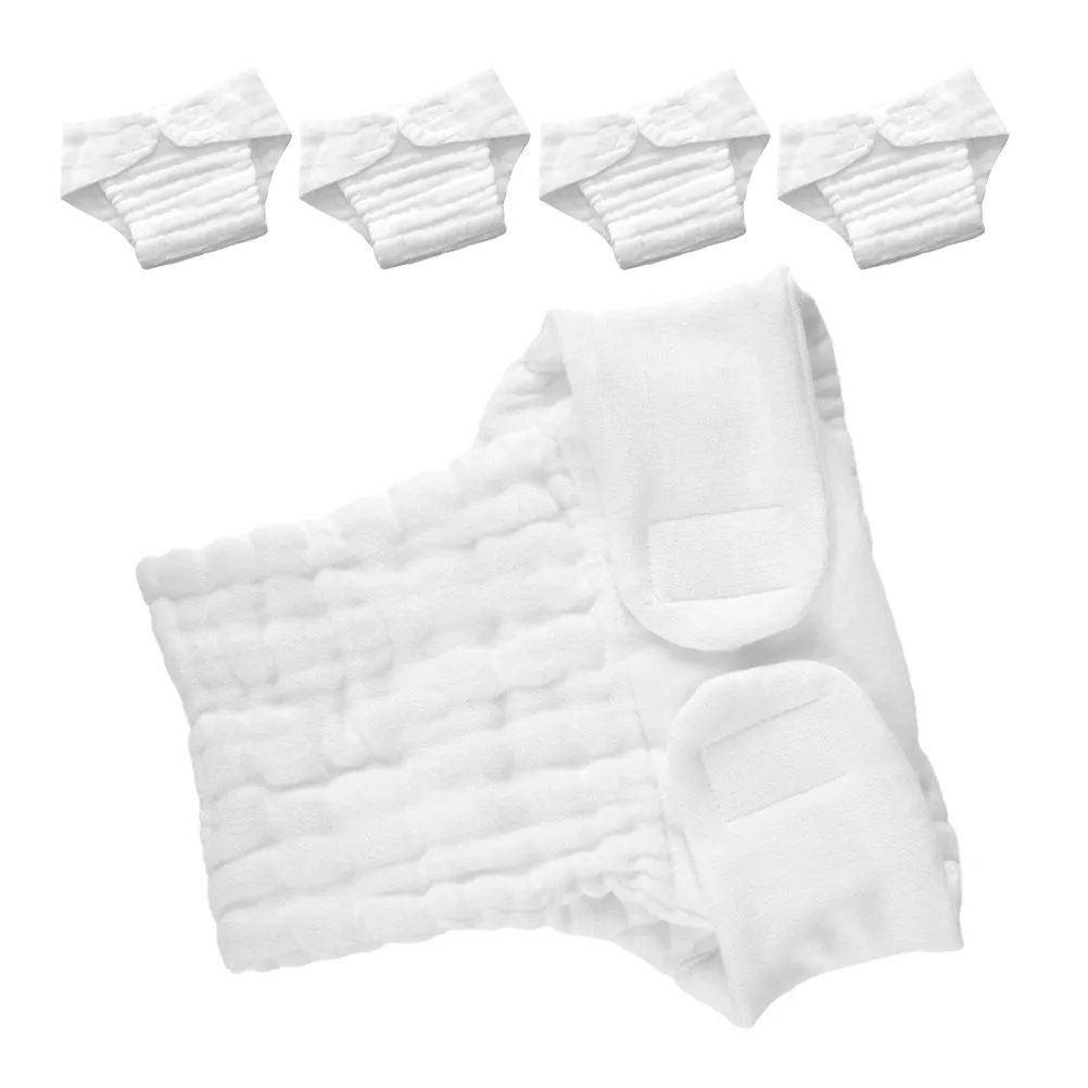 

5 шт. многоразовых хлопковых вкладышей для подгузников, мягкие моющиеся впитывающие прокладки для новорожденных и малышей, белые хлопковые вкладыши для подгузников
