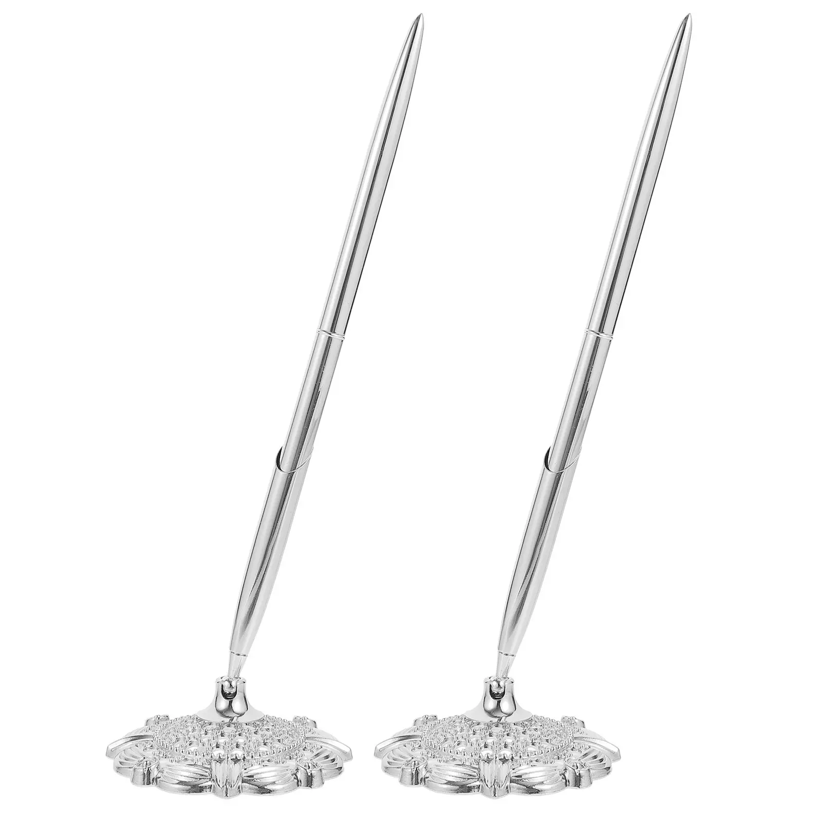 

2Pcs Premium Metal Ballpoint Pen Desktop Standing Sign Pen for Office Business Gift Smooth Writing Comfort Grip Professional