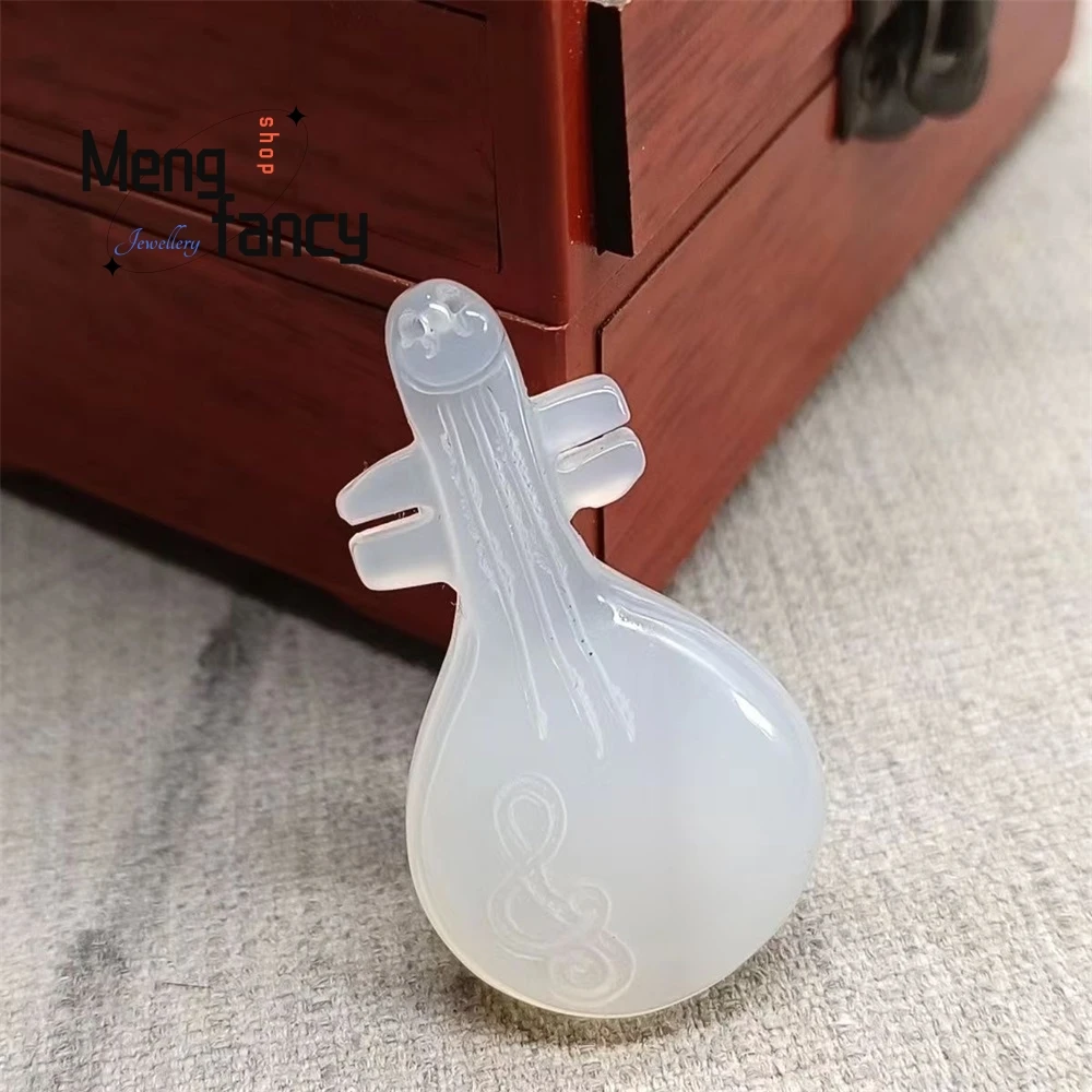 

Chalcedony Pendant, Agate Pipa Lute Pendant For Men And Women, Jade Sweater Chain, Jade Pendant, Versatile Agate Pendant Elegant