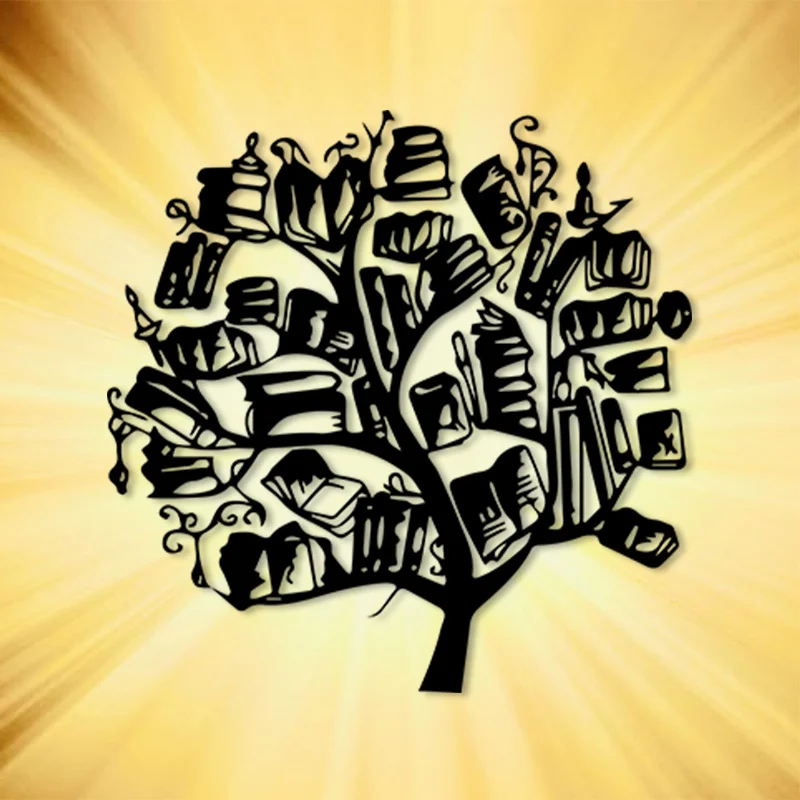 1 Stück Buchbaum Metall-Wandkunst, Langlebige Dekoration für Bibliotheken, Geschenk zum Lehrertag & für Buchliebhaber