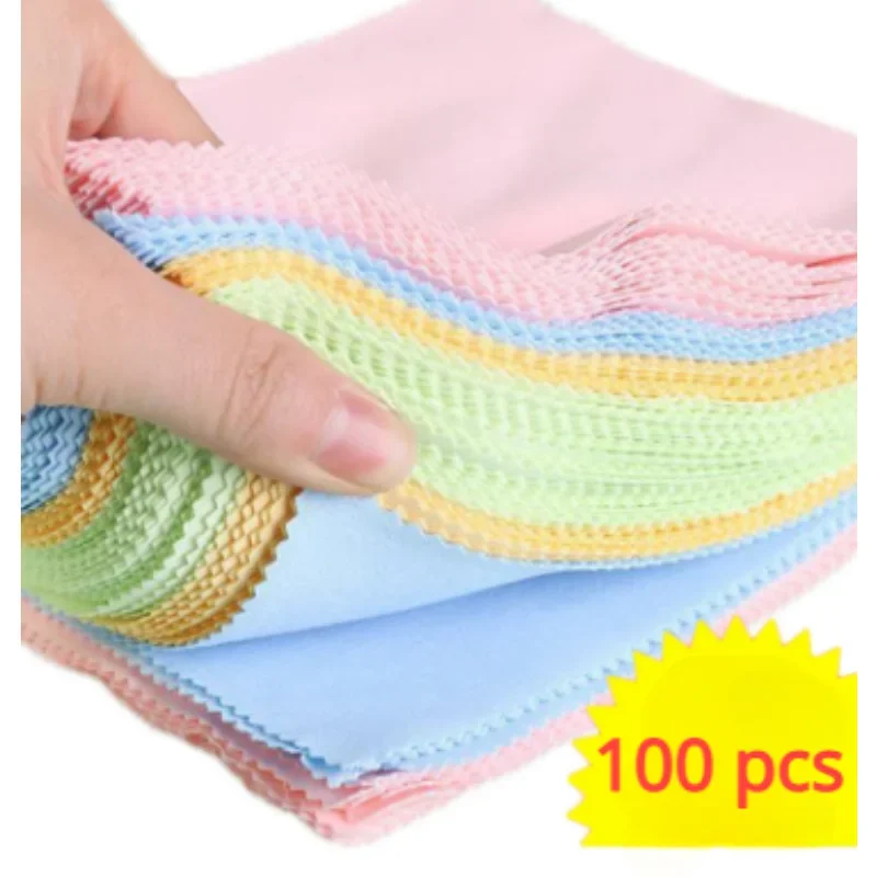 

100pcs High Quality Chamois Glasses Cleaner Microfiber Cleaning Cloth for Lens Phone Screen Cleaning Wipes Eyewear Accessory