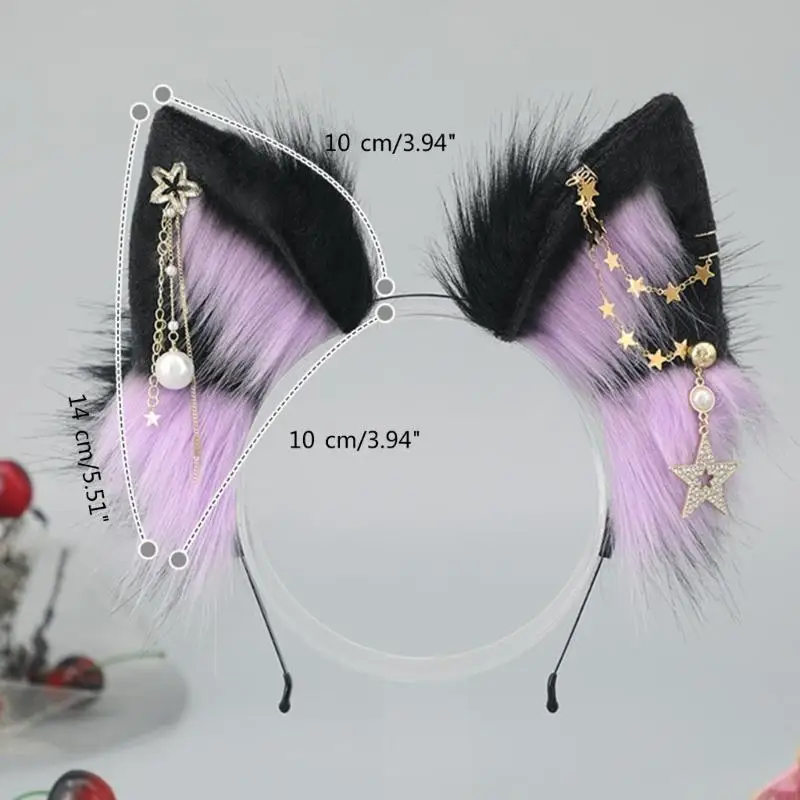 Banda da cabeça meninas com tassels estrela fúria lobo gatinho