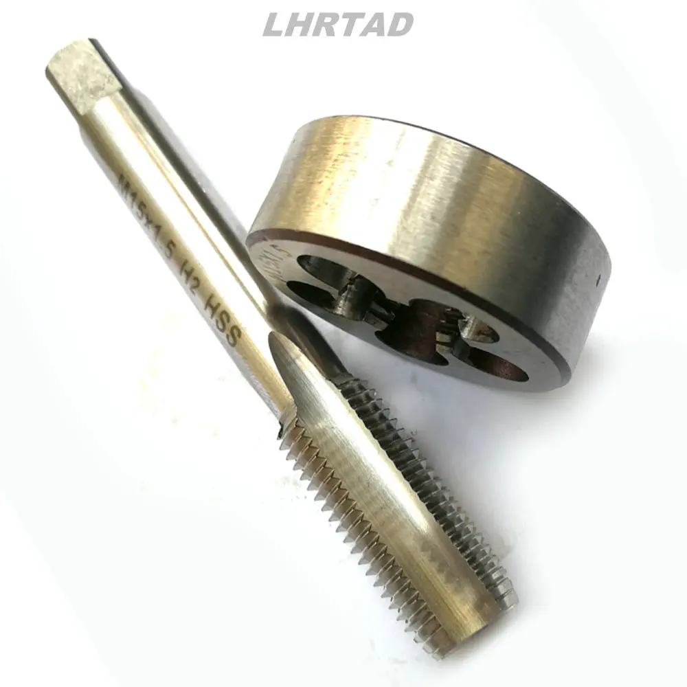 Imagem -02 - Hss Straight Flute Torneiras e Morre Grupo Metric Thread Plug Tap de Mão e Round Die M15x2.0 M15x1.5 M15x1.25 M15x1.0 M15x0.75 M15x0.5