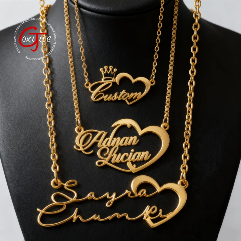 

Goxijite персонализированное имя ожерелье «Любовь» из нержавеющей стали на заказ письмо ожерелье-бабочка пара памятные ювелирные изделия подарок