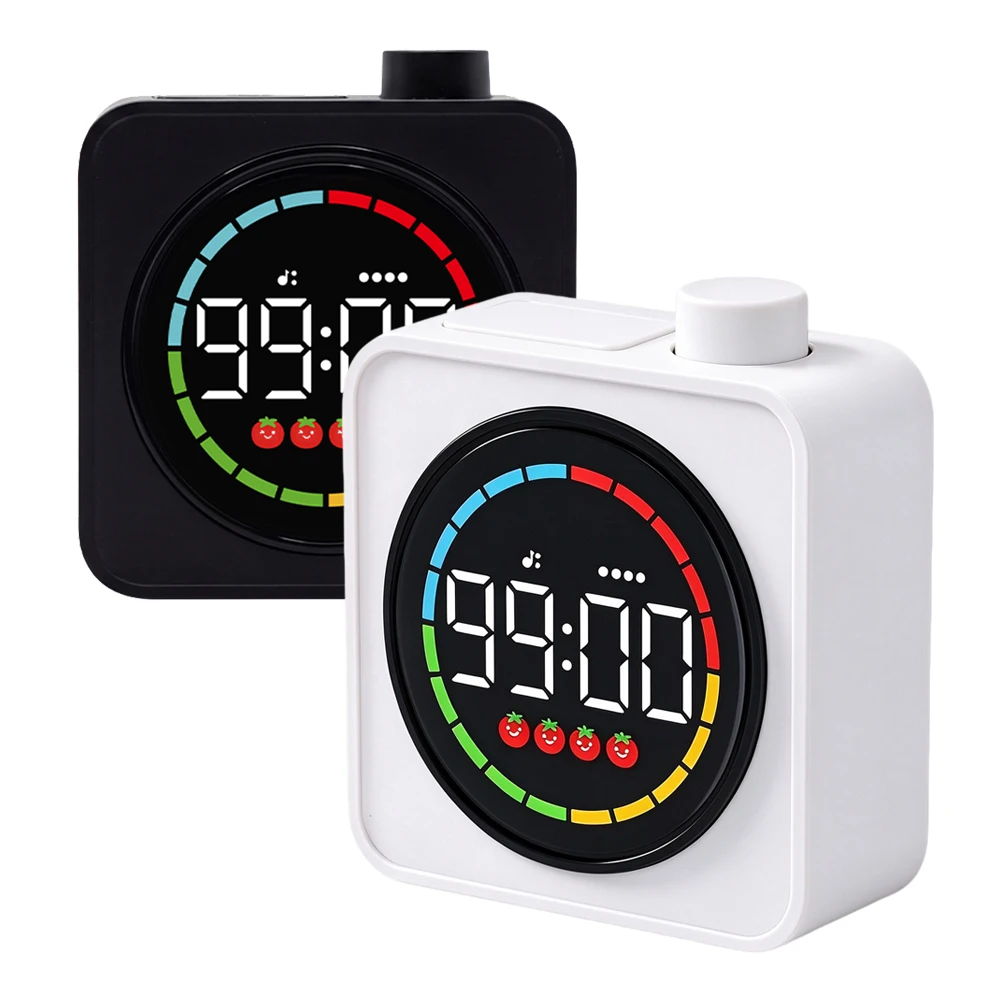 Pomodoro Focus Timer for Productivity, Visual Countdown Timer with 4-Color Time Ring, Silent Tick, One-Click Operation, Magnetic
