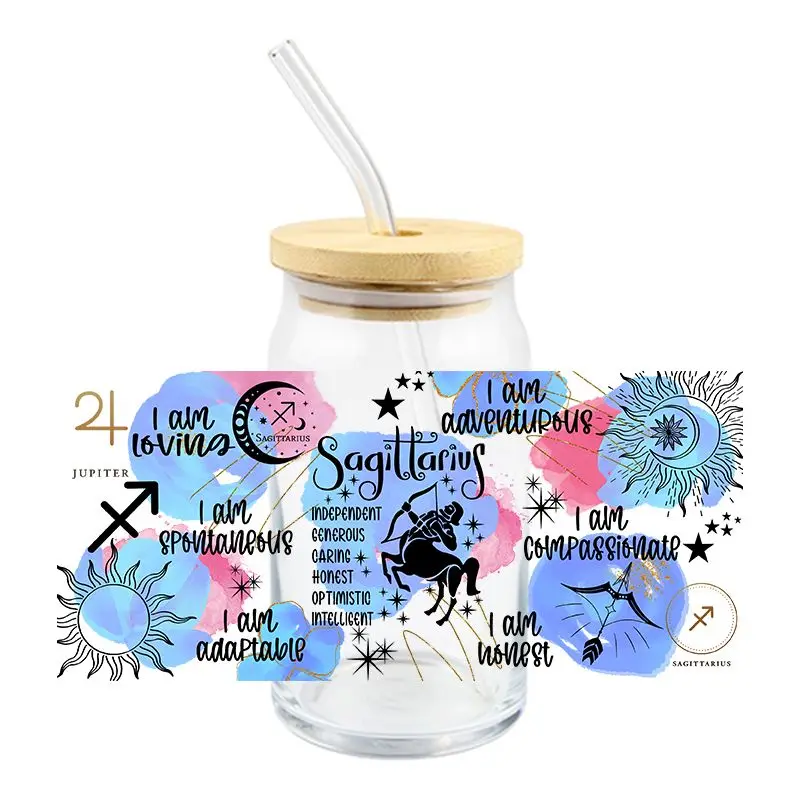 Twelve Constellations Uv Dtf Transfer Sticker Diy Waterproof For 16Oz Cups High Temperature Resistance Easy To Use Custom Decals