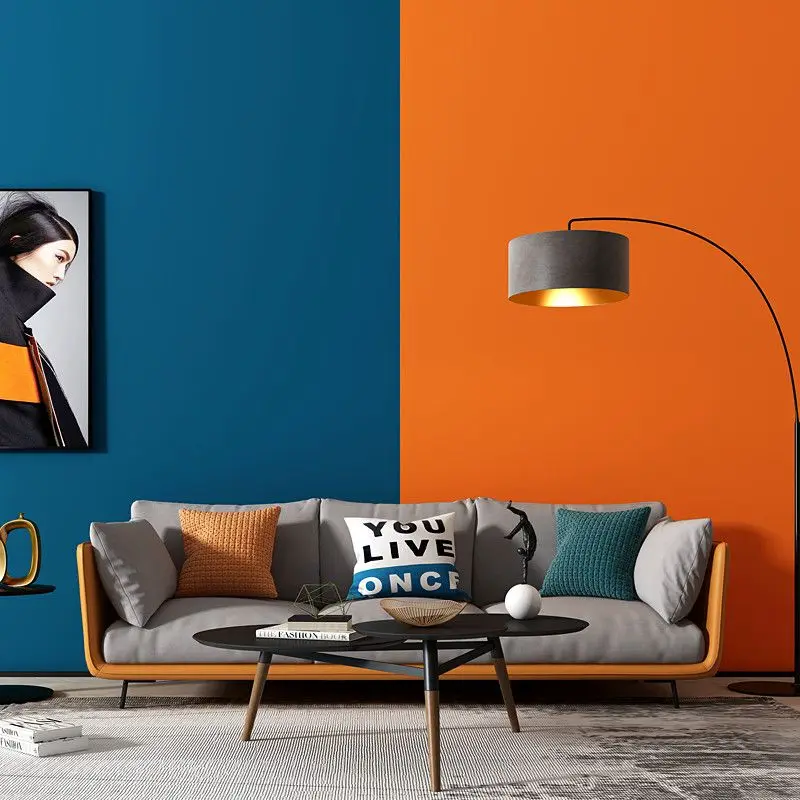 

INS Orange Blue 3D Wallpaper for Living Room Bedroom Decoration Modern Wall Paper Home Decor Papel De Parede