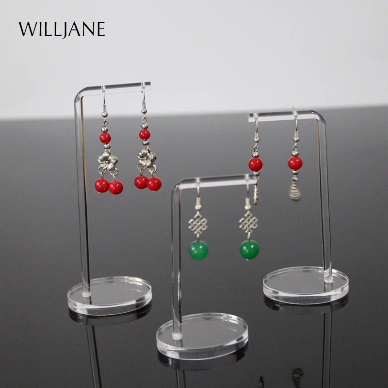 Transparent Acrylic Jewelry Earrings Display Stand Rack Showcase 2 Holes Hanging Earring Studs Holder Organizer Photography Prop