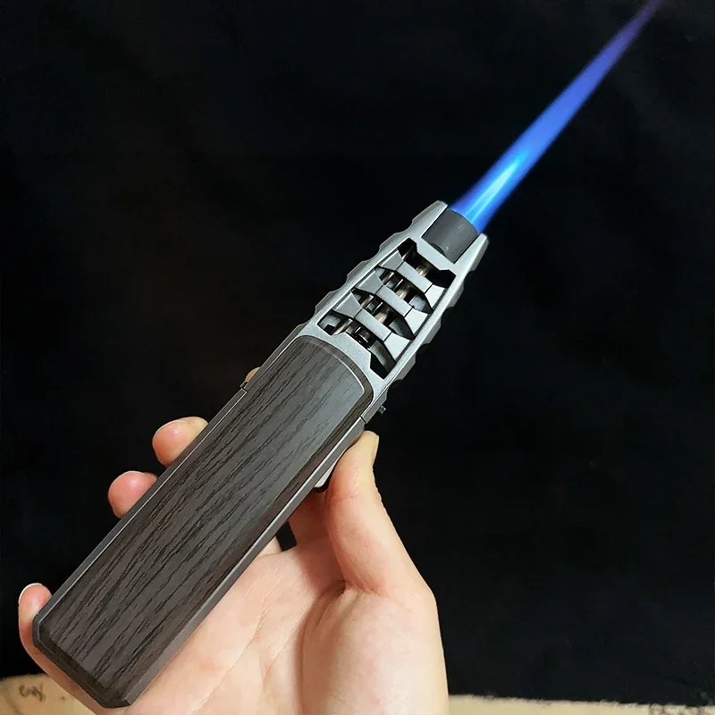 JOBON Metal Outdoor Windproof Turbine Torch Strong Fire Power Blue Flame Straight Butane Gas Lighter Gas Kitchen BBQ Welding