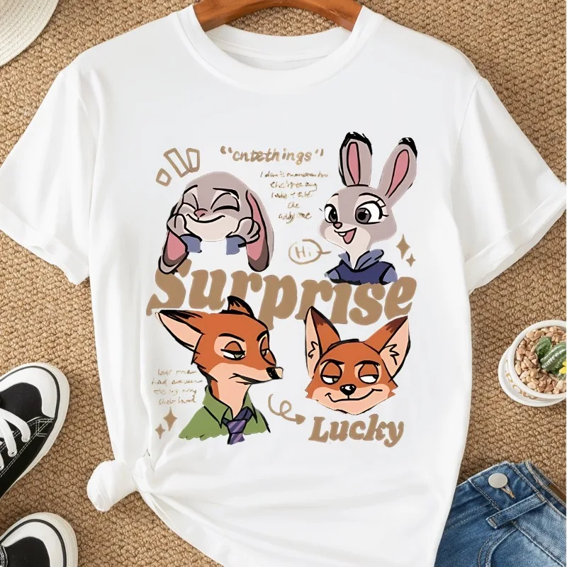 Disney Zootopia Queen Damen T-Shirt Sommer Neue lässige Mode Herren- und Damen-Streetwear