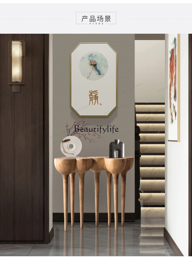 Wabi Sandy Wind Solid Wood Entrance Platform Sample Log Entrance Table Corridor Aisle Against Wall