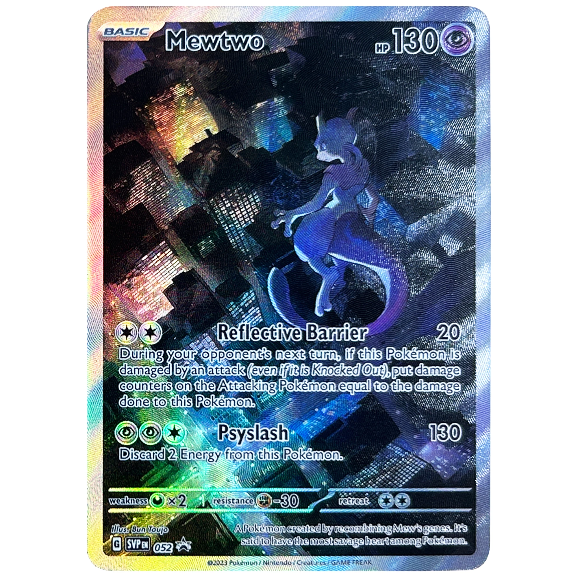 2 unids/set Diy Ptcg Mew Mewtwo versión en inglés tarjeta Flash de refracción juego clásico tarjetas de colección de Anime juguete
