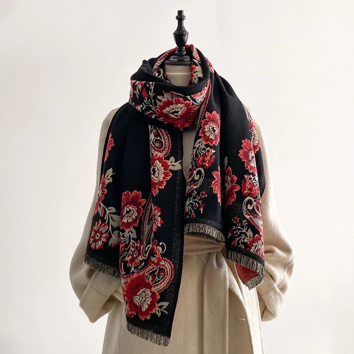 2025 invierno lujo imitación cachemira espesar abrigo cálido manta señoras chal Pashmina bufandas