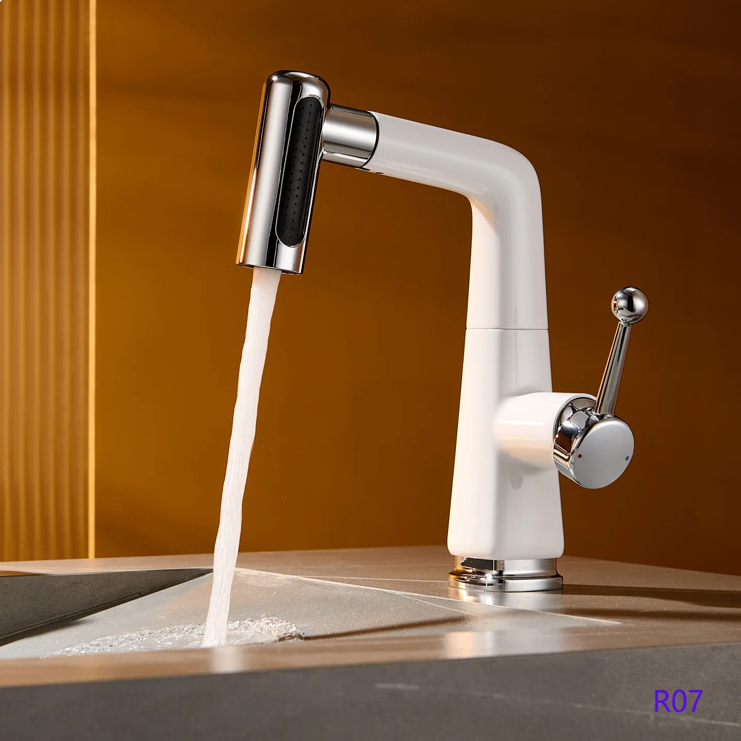Brass Pull Out Basin Faucet Cold Hot Retractable Kitchen Sink Mixer Tap