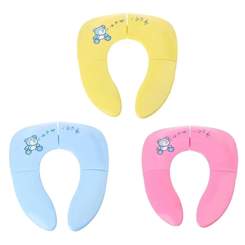 Folding Portable Baby Potty Polyresin Toilet Seat Ring Cover Travel Soft Toilet Training Non-Slip Animal Cushion for Kid Toddler