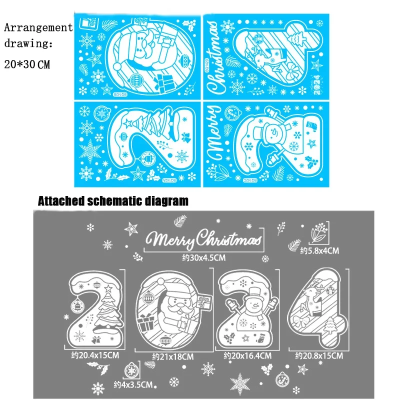 Janela digital adesivos para decoração para casa, papai noel, árvore de natal, feliz natal, ano novo, 2024