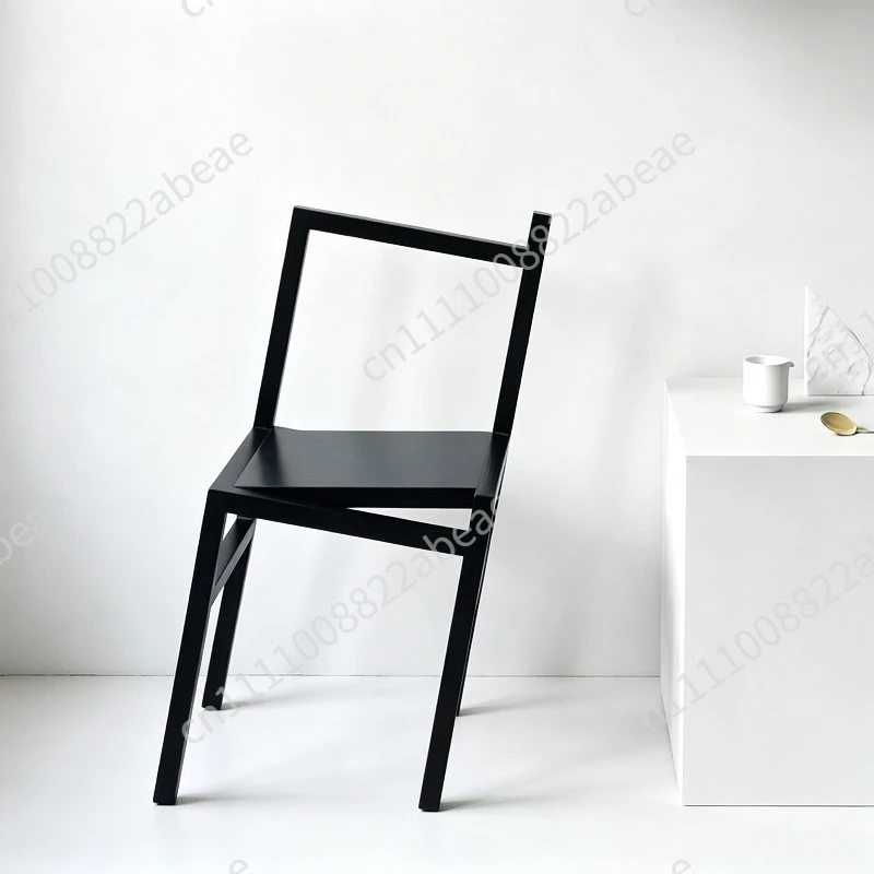 Irregular crooked chair Light luxury Internet celebrity chair 9.5 ° inclined solid wood chair