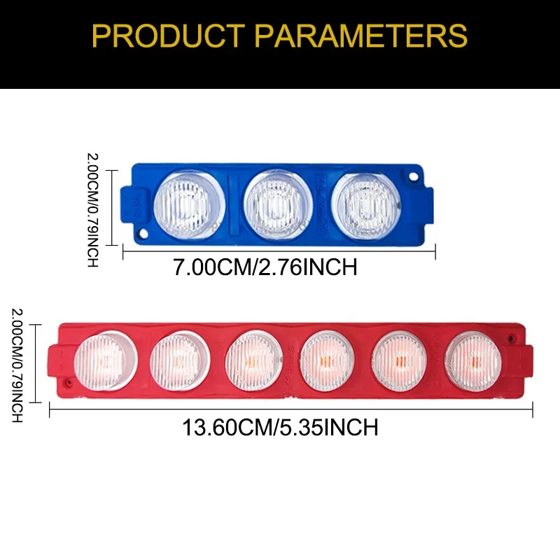 New 2pcs/1pc Motorcycle Car LED Strobe Light 6LED 12LED Super Bright Lights  Red and Blue Warning Lamp Modified Taillight