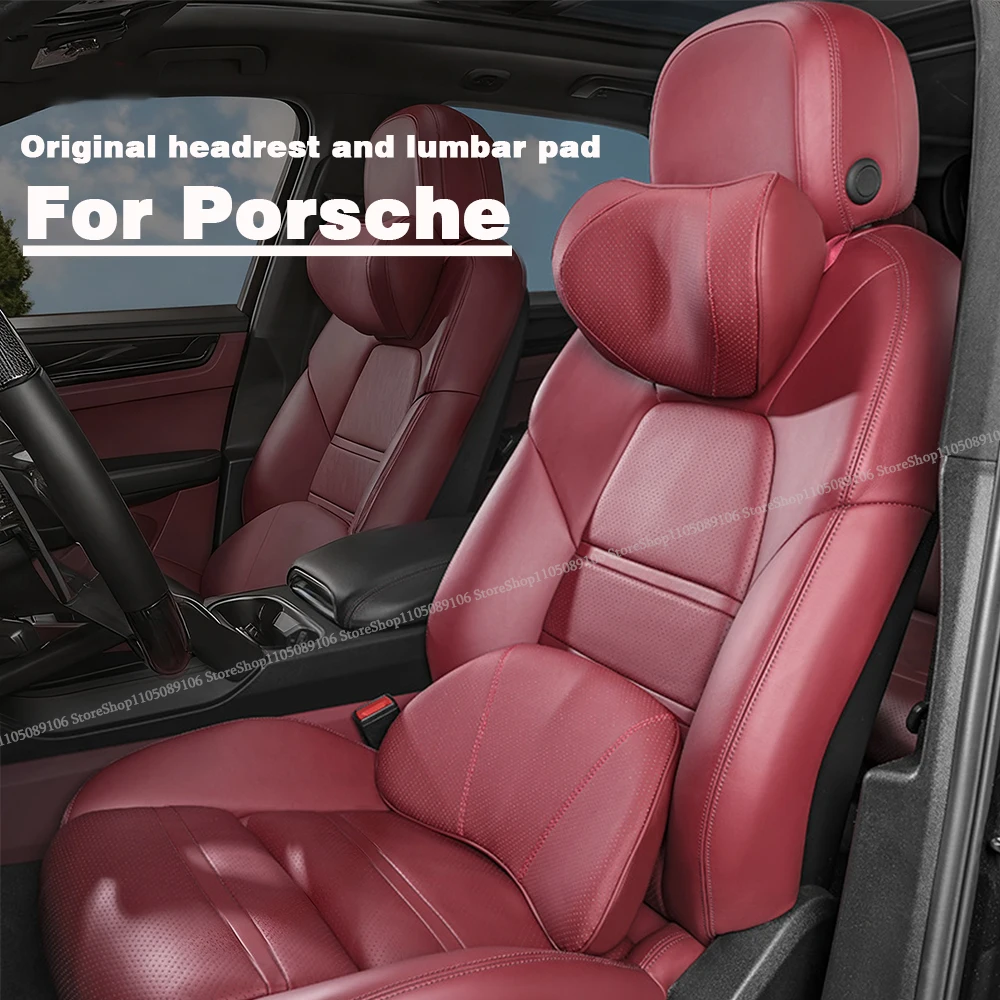 

For Porsche Headrest Neck Support Waist Lumbar Cushion Soft Car Seat Neck Pillow Seat Cover Protector original color scheme