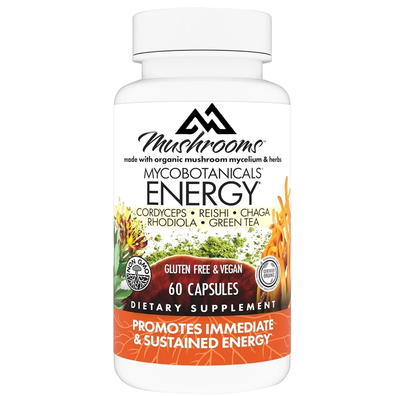 

Natural plant blend mushroom supplement, 60 capsules containing ingredients such as Rhodiola rosea, green tea, mushrooms, etc