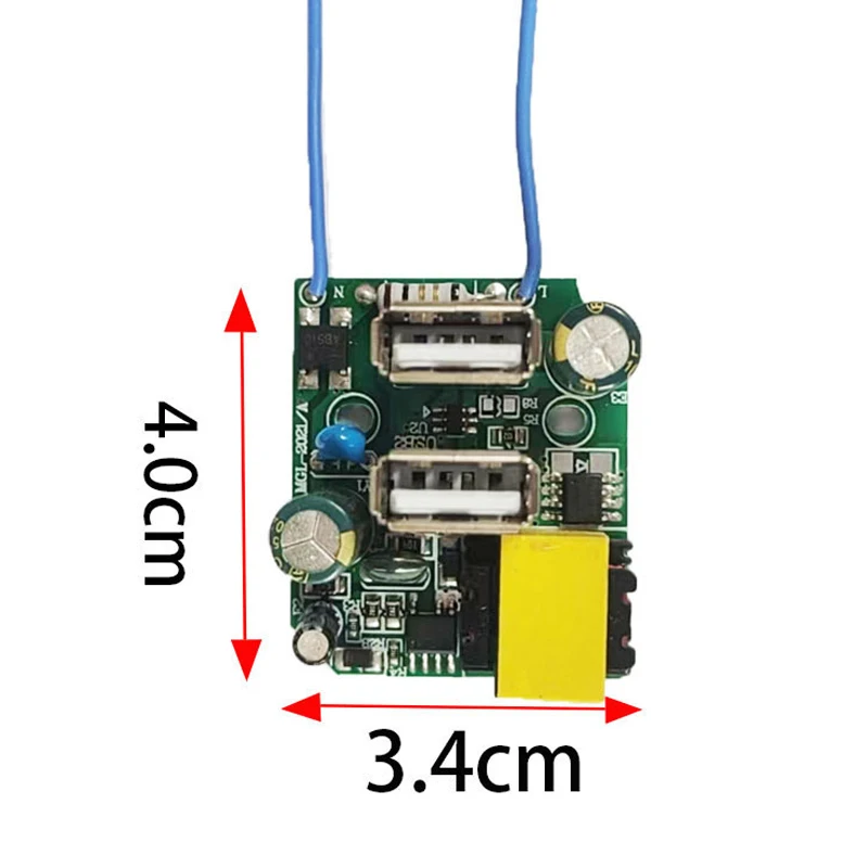 듀얼 USB 소켓 출력 휴대폰 고속 충전 보드 전원 어댑터 모듈, 5V2.1A, 1PC