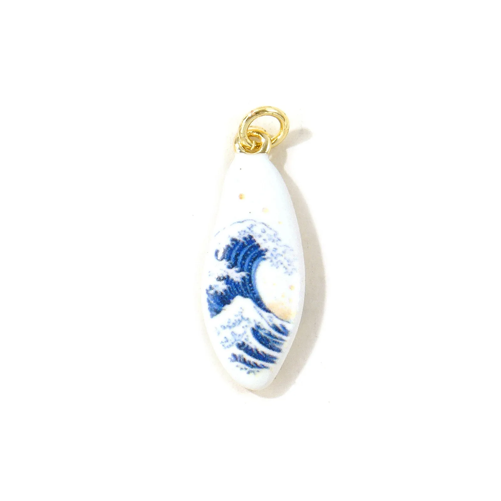 1 Stück Ozean-Schmuck Muschel-Schildkröten-Seepferdchen-Anhänger 18K vergoldet blau doppelseitig emailliert bedruckter Messinganhänger DIY 3x1cm – Detail 6