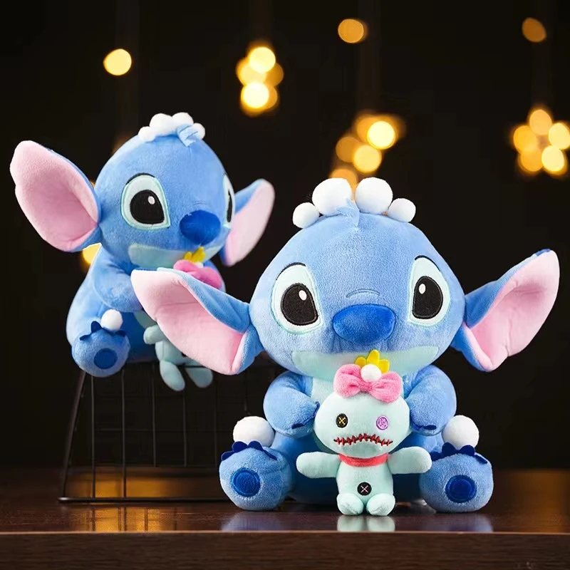 23-50CM New Disney Lilo & Stitch Doll Cartoon Angel Plush Toy Cute Anime Soft Stuffed Kawaii Companion Children's Birthday Gift