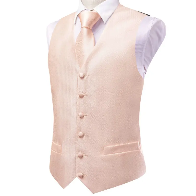 VerveRow Herren Satin-Set mit V-Ausschnitt, Weste, Krawatte und Einstecktuch, 3-teiliges formelles Business-Hochzeits-Westen-Set – Detail 5