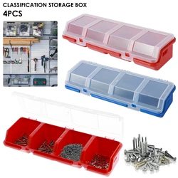 4Pcs Parts Storage Box Plastic Screw Organizer Box with 4 Compartment Tool Part Container Bin with Lid Display Storage Case