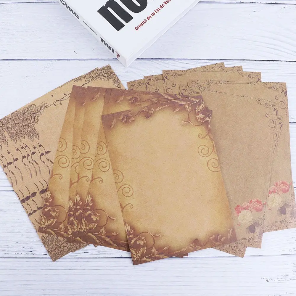 เครื่องเขียน 8 แผ่นหัวจดหมาย Sketch Pad Letterform Letter Pad กระดาษเขียนออกแบบดอกไม้กระดาษจดหมาย Vintage