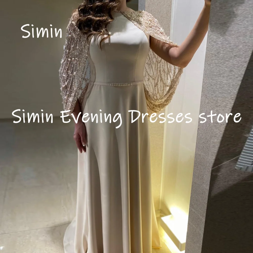 

Simin Satin A-line Scoop Neckline Ruffle Sequins Formal Prom Gown Floor-length Evening Elegant Party dresses for women 2023