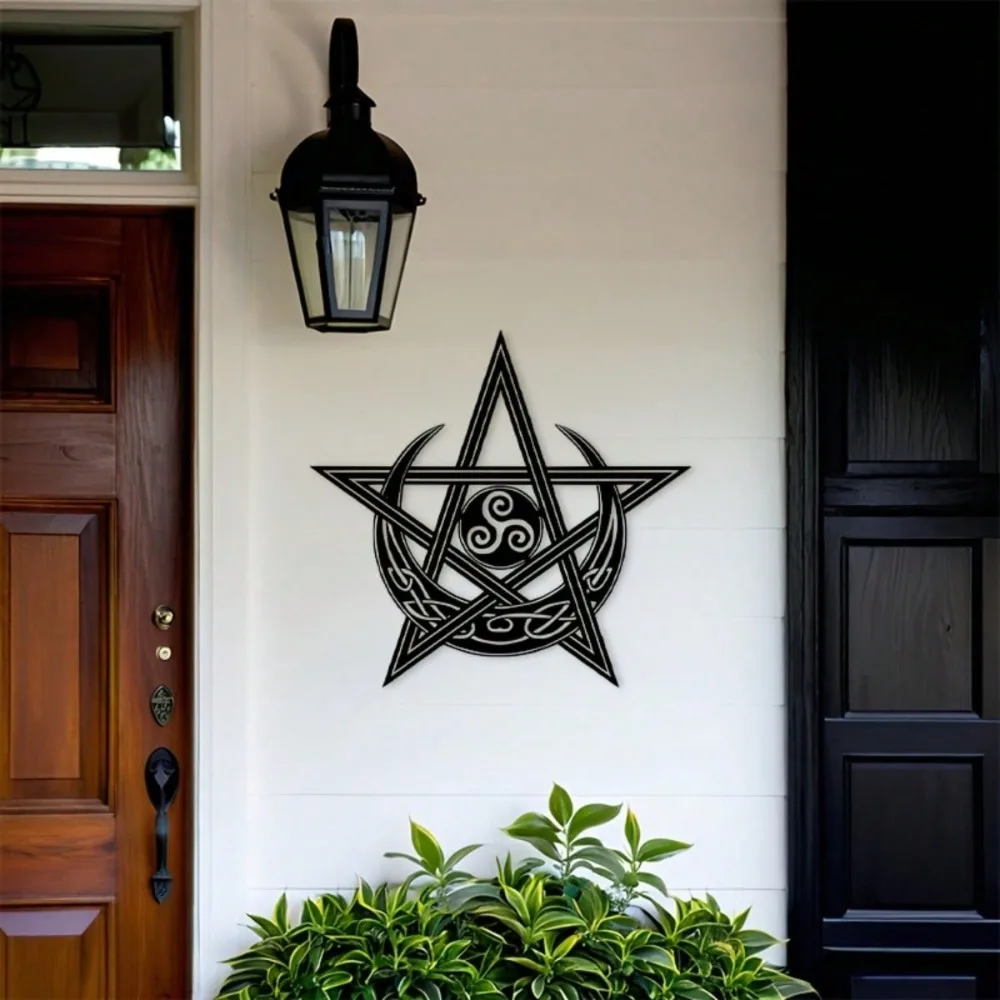 CIFBUY Celtic Knot Metal Wall Art Triquetra Iron Decor for Home Black Hanging Ornament Sign