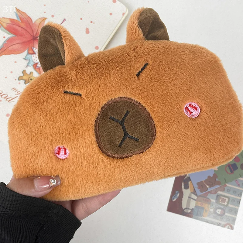 الساحرة القطيفة كابيبارا قلم رصاص الحقيبة مستحضرات التجميل حقيبة كبيرة الحجم حامل القلم صندوق أدوات مكتب المدرسة