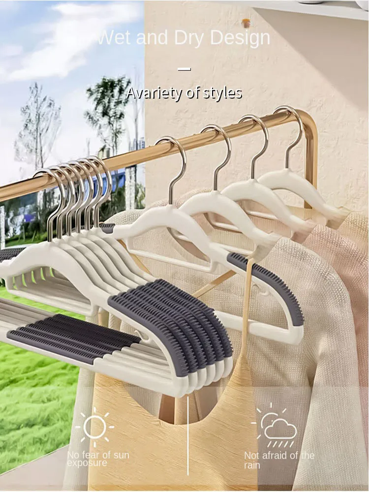 

5/10Pcs 4 Colors Wet & Dry Use Non-slip Coat Hanger with 360° Rotating Hooks & Useful Hook Sturdy Sun Protection Clothing Hanger