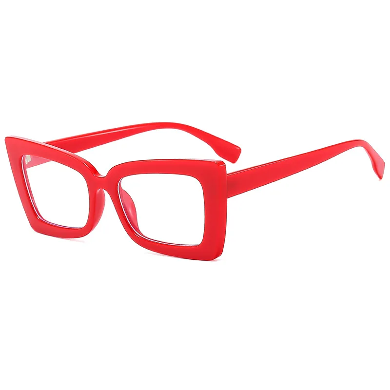 Fashion Brand Design Retro Large Square Red Femal Frame Photochromic Anti Blue Light Computer Women Reading Glasses Degrees 0~+6