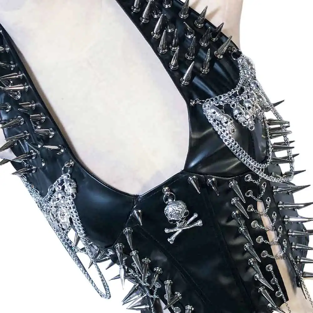 Goth Tops ALT Y2K T-shirt with Spikes Punk Rock Clothes Sexy Gothic Tank Emo Clothing Festival Bra Rave Outfits Grunge Spiked