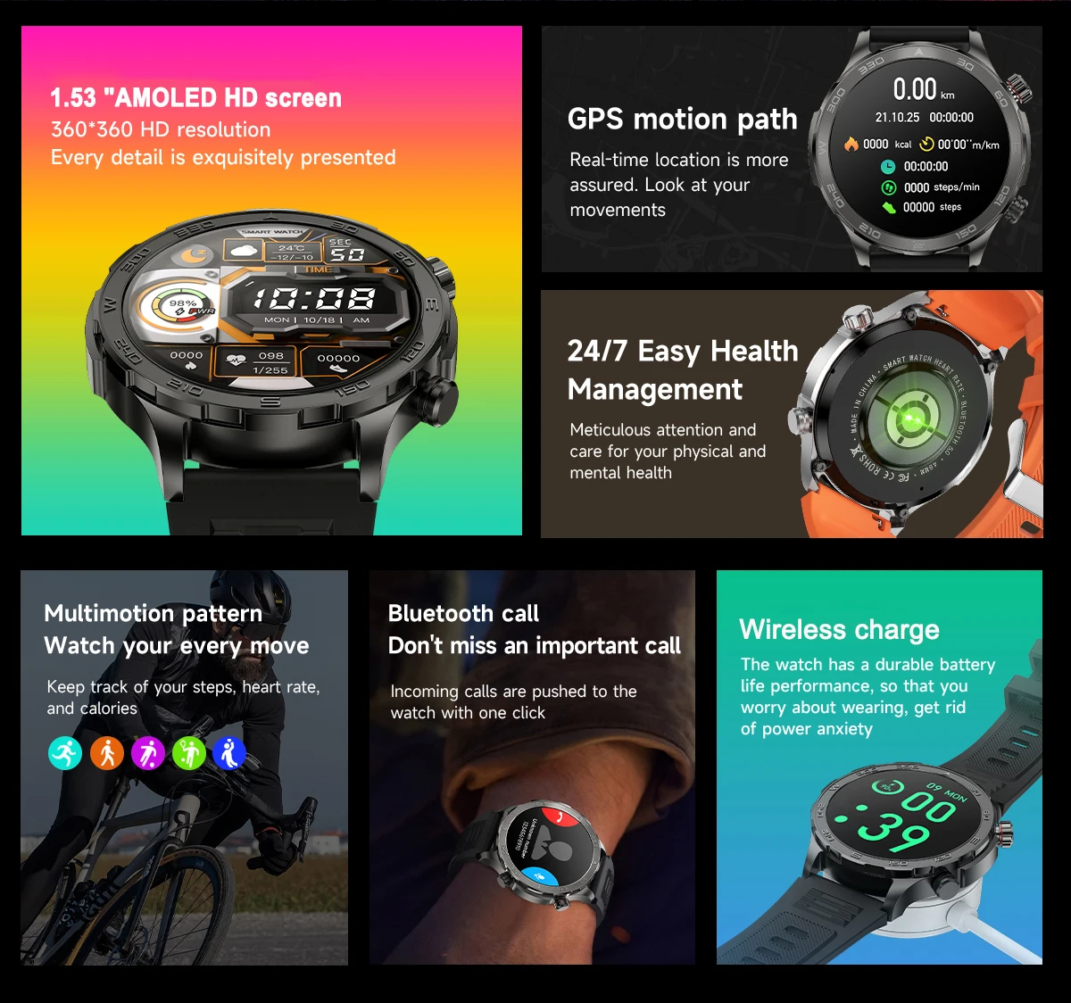 2024 kultur neu für xiaomi outdoor sport smart watch männer gps kompass nfc amoled bildschirm wasserdicht bluetooth call fitness smartwatches