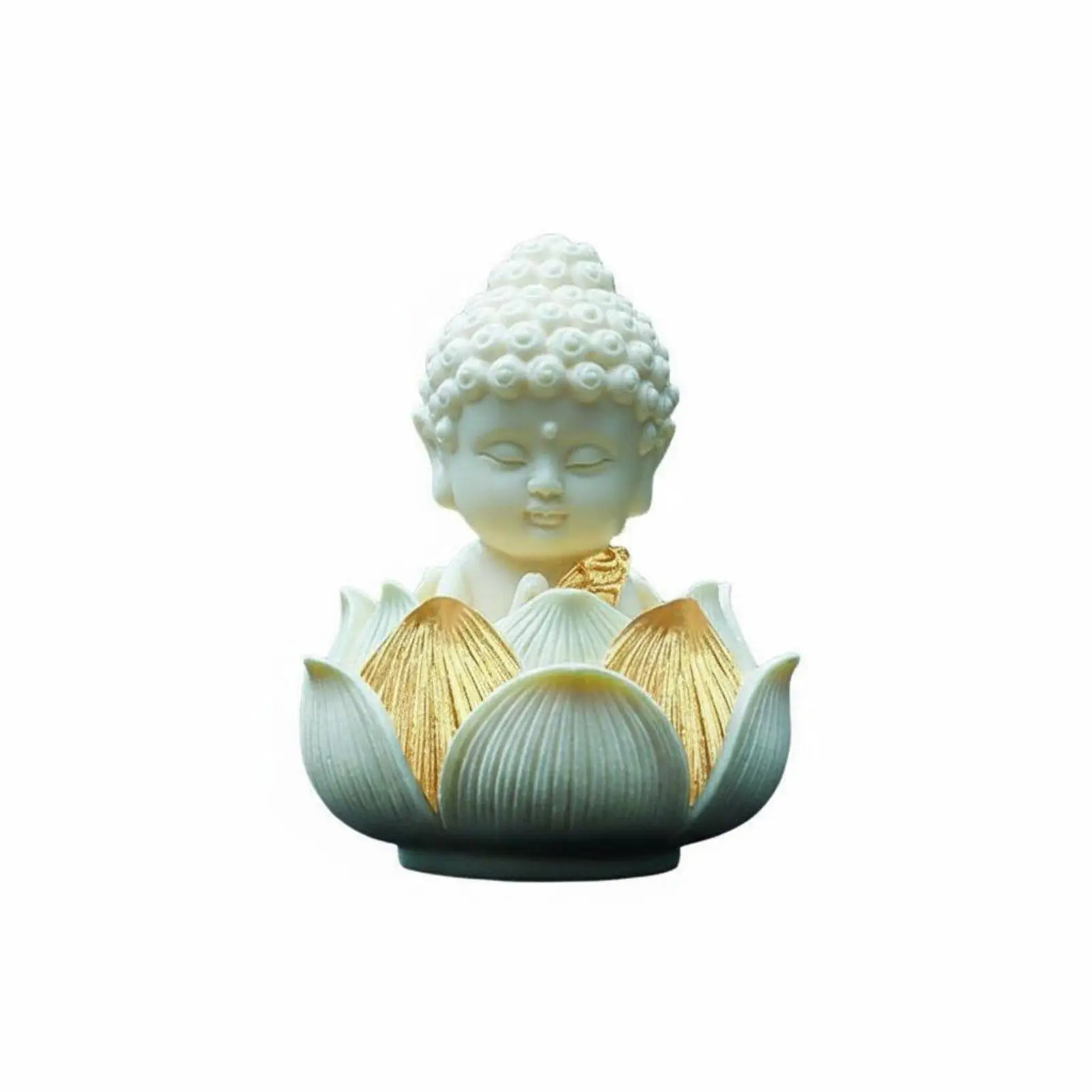 Peaceful Resin Buddha Car Figurine Lotus Ornament for Dashboard Interior Chinese Happiness Amulet Vehicle Decor