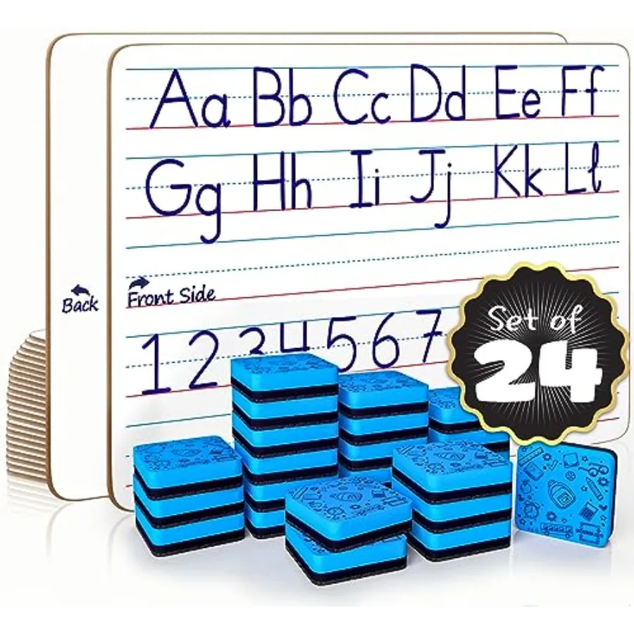 

Набор из 24 двусторонних маркерных досок с линовкой для письма и отработки почерка на маленьких белых досках