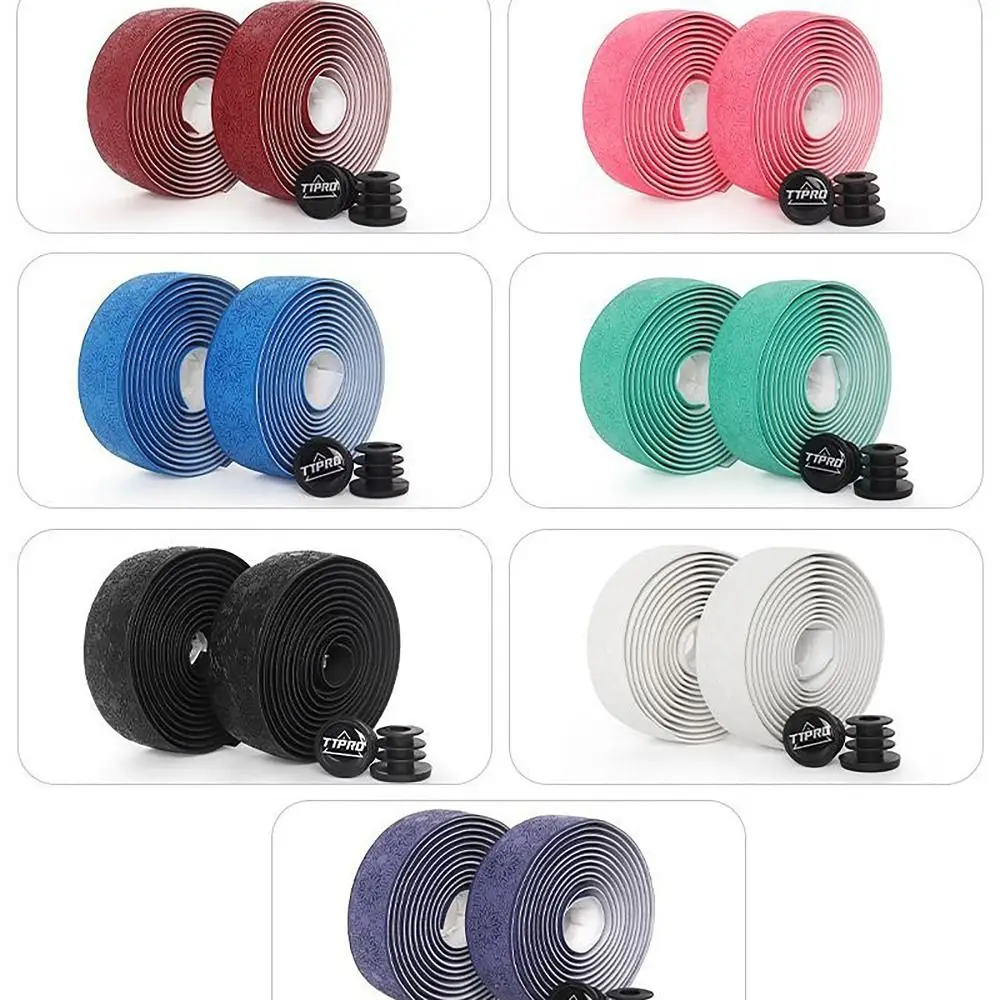 Anti-Slip Bike Handlebar Tape Snow Print EVA PU Anti-Vibration Wrap Tape Road Bike Accessories with 2 Bar Plug