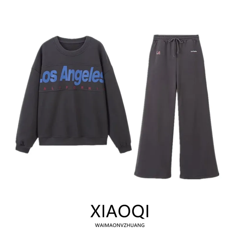 

Осенне-зимняя новинка: женский свитшот с длинным рукавом, круглым вырезом, принтом и эффектом потертости, удобный повседневный уличный стиль