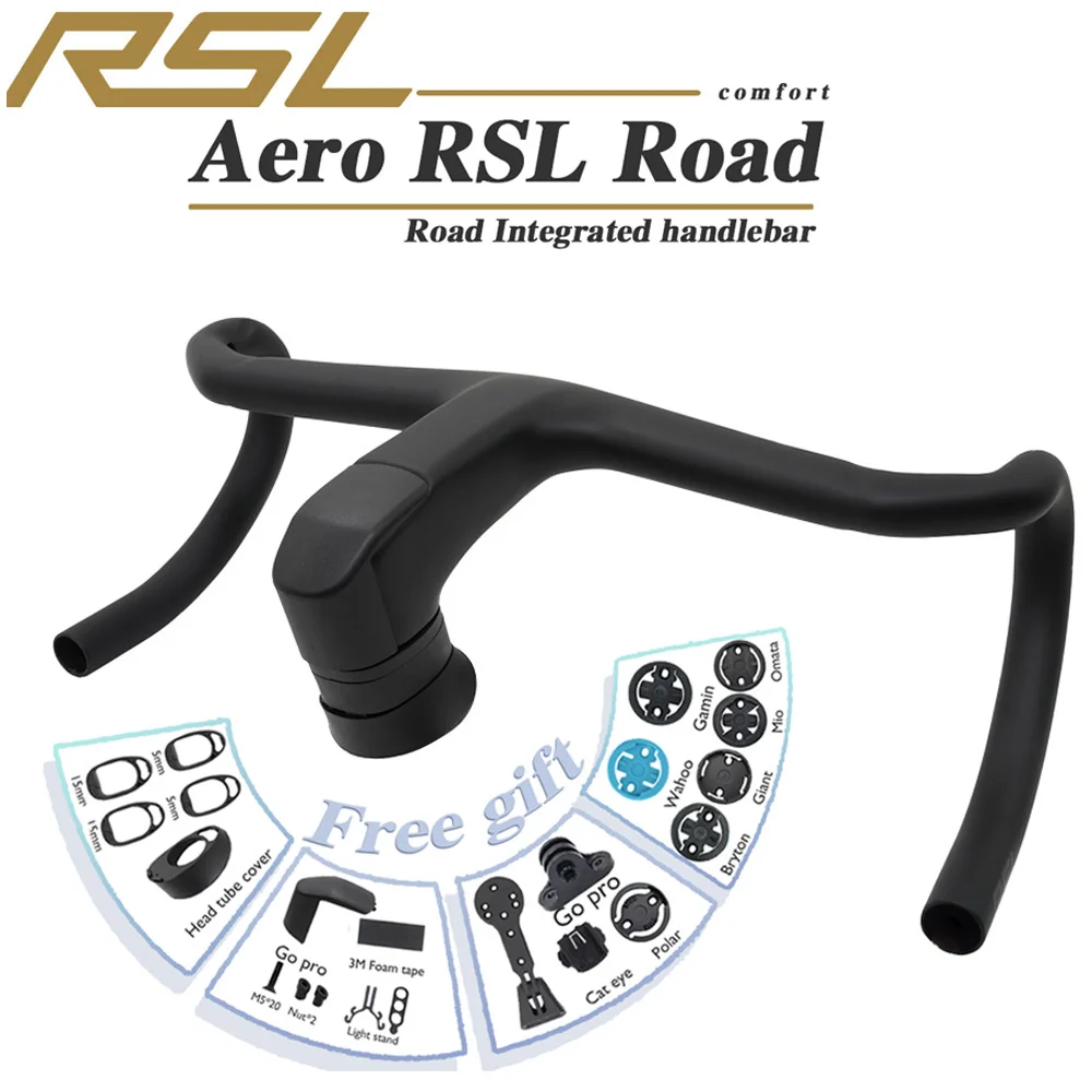 -7 °   Карбоновый интегрированный руль Aero RSL OCLV для шоссейного велосипеда, 380-440 мм, с креплением для велокомпьютера и прокладкой.