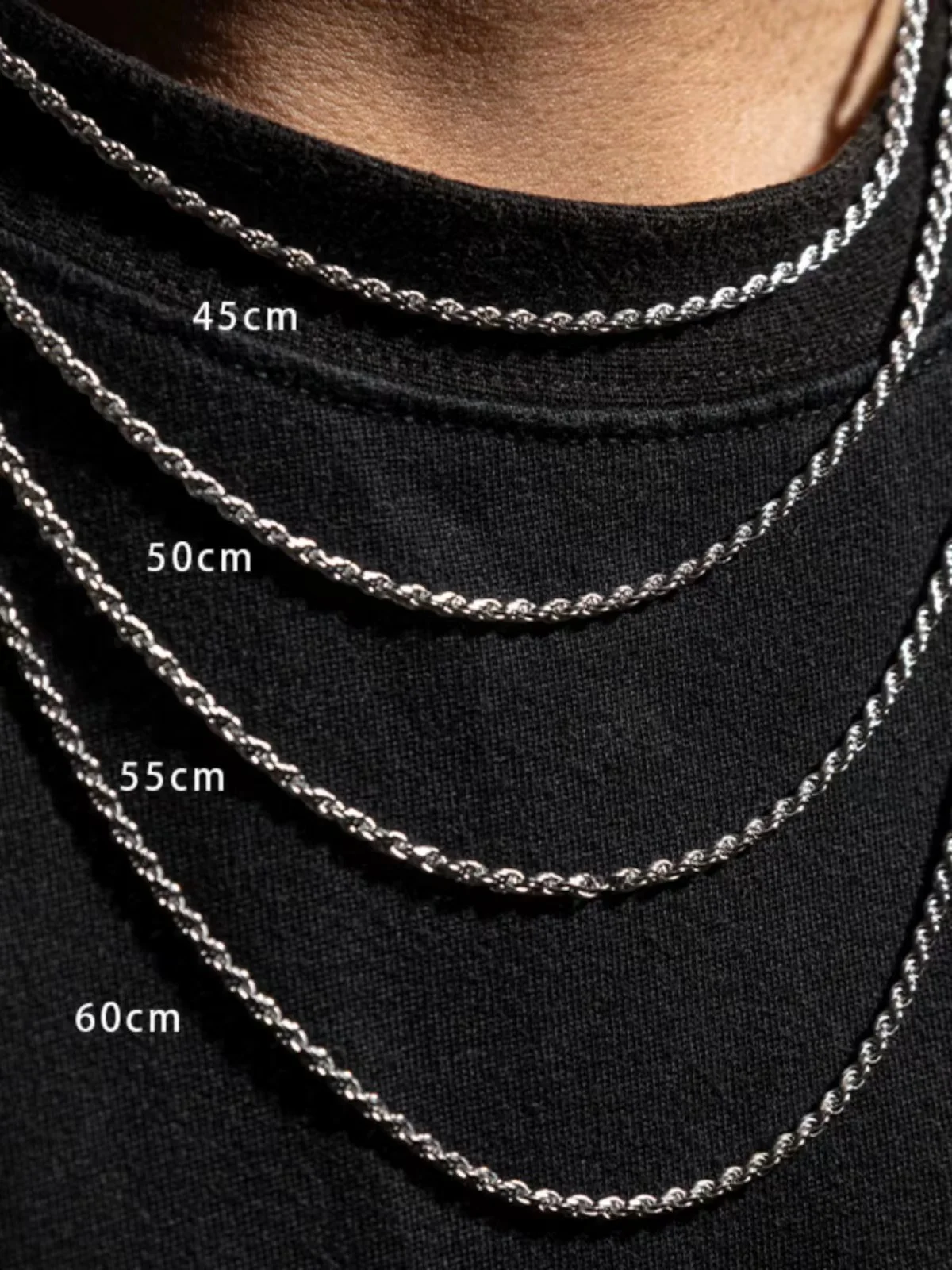 Men Stainless Steel Silver Color Twist Chain Necklace Hip Hop Basic Chain Necklace Fashion Jewelry Trend Accessories Gift