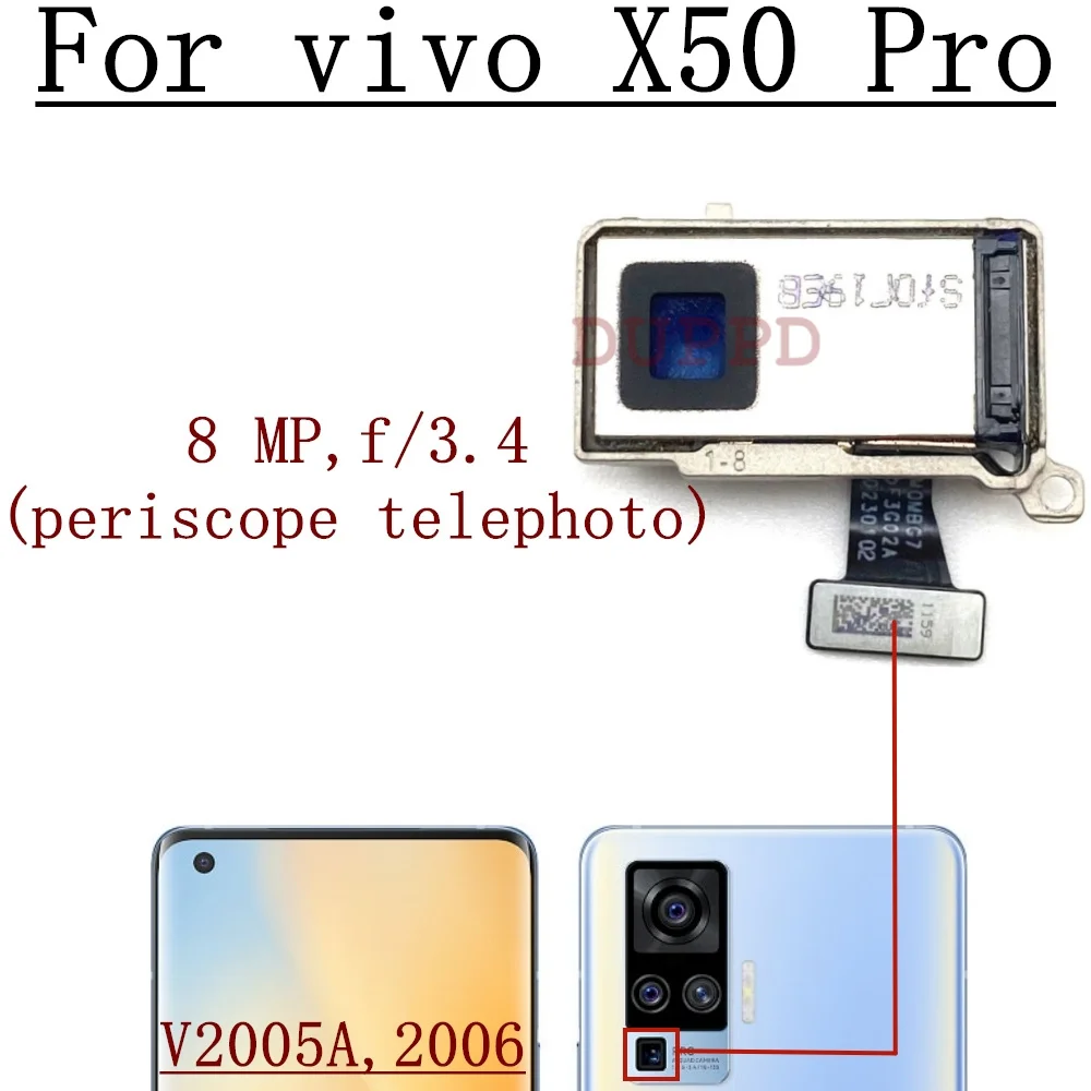 Original Small Front Camera For Vivo X50 Pro V2005A, 2006 Wide Periscope Telephoto Back Main Big Rear Camera Flex Cable